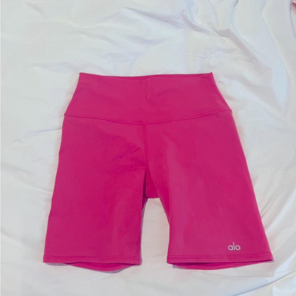 Alo Yoga High Waist Biker Shorts in Pink Fuchsia